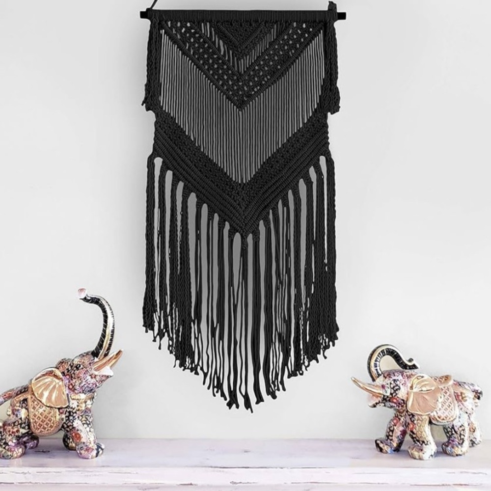 Chic Black Macrame Wall Art nwt